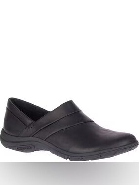 Merrell Dassie Stitch black leather size 7 select grip comfort slip on shoes EUC